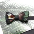 Farfalla nera in piuma da uomo con design di uccello ricamato, elegante accessorio sposo. - 016 Stile Ricamo Piuma Uccello