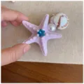 Purple starfish hair clip with pearl seashell and blue crystal, ocean resort duckbill pin - Starfish Pearl Duckbill Clip (3#) / Purple