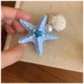 Blue rhinestone starfish hair clip with pearl and shell, chic beach vacation duckbill hairpin. - Starfish Pearl Duckbill Clip (2#) / Blue