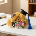 Handmade graduation season soybean pod doll pendant, lovely creative gift with mini cap. - Material Kit / Brown