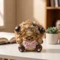 Poupée hérisson mignonne faite à la main en gousse de graine décoration de bureau cadeau petite amie - Matériel pour poupée cosse de pois à cheveux marron