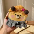 Handmade cute wooden slice bear pendant, creative DIY craft accessory for gift or daily decor. - Black Plaid Skirt Pea Pod Materials
