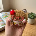 Handmade Yunnan Entada seed pod doll DIY pendant, cute plush hair design with red star accessory. - Red Spotted Glasses Bear (Material Pack)