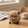 Cute fluffy sheep plush bag charm pendant with plaid bow and leather handle for lovely gifts. - Lamb Pea Pod Doll DIY Material Kits