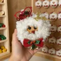 Handmade Christmas tree shell plush doll pendant holiday hanging ornament detail view. - White Beard Santa