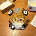 Detailed shot of handmade DIY natural bean pod doll craft with cute curly hair and accessories. - Style 0H Peapod Doll DIY Material Kit