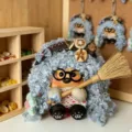 Handmade pod shell doll cute hedgehog plush toy creative craft hanging ornament gift for friends - Long Blue Hair Doll