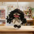 Handcrafted seed pod doll pendant natural shell cute mini plush toy bag charm souvenir. - Black Curly Hair Shell Doll