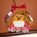 Handmade cute doll pendant, creative plush car hanging ornament with red bow and plaid skirt. - Pea Pod Doll 3