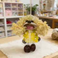 Handmade pod doll pendant cute creative seed shell hanging ornament for home decor - Yellow Curly Hair Floral Pearl Skirt Doll