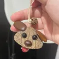 Handmade natural seed pod cute dog pendant creative keychain bag charm decoration craft item - Tongue Out Dog Style
