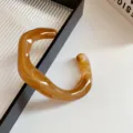 Amber acrylic irregular open cuff bracelet minimalist fashion jewelry for women daily wear - Bangle-Coffee