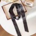 French black and white polka dot thin narrow long ribbon necktie necklace fashion commuting neckerchief - Black