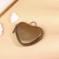 Herzförmige Mini-Leder-Brieftasche mit Reißverschluss für Kopfhörer und Kleingeld. - Goldbraun