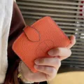 Oranje lederen kaarthouder portemonnee voor rijbewijs compact minimalistisch ontwerp - Oranje