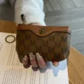 Damen Mini Geldbörse süß kurz Reißverschluss Münztasche Monogramm Schlüsselbeutel - Erdgelb
