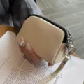 Kleine Leder Geldbörse Beige Doppelter Reißverschluss Armband Handtasche für Damen - Gebrochenes Weiß