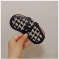 Houndstooth Glasses Pouch Black and White Canvas Sunglasses Case Elegant Portable Storage - Black