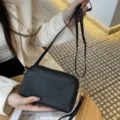 Genuine leather women crossbody bag fashion simple shoulder bag casual clutch purse daily use. - Black (Clutch with Shoulder Strap)