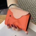 Echtes Leder süßer Elefant Kartenhalter, schlanke Faltbrieftasche für Damen, modisch chic. - Orange