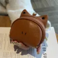 Echtleder süße katze form münzbeutel mini tragbare brieftasche für frauen braun schickes design. - Karamellbraun