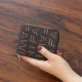 Pequeño tarjetero de mujer moda compacto tarjetero cartera con cremallera diseño elegante - Café
