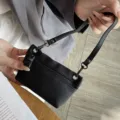 Genuine leather mini coin purse for women, soft leather zipper wallet with hand strap. - Black