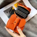 Niedlicher oranger Elefanten Kartenhalter Damen, PU Leder Akkordeon Geldbörse mit Kartenfächern. - Orange