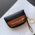 Kleines Leder-Münzportemonnaie Multifunktions-Schlüsselhalter Reißverschluss Tasche schwarz braun - Schwarz