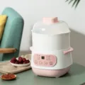 Pink electric double boiler for home use, multi-functional ceramic stew pot for soup and bird's nest. - Pink (Double Layer) / CN 220V
