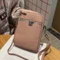 Echtleder Mini Handy Tasche Damen einfarbig kleine Umhängetasche Messenger Schultertasche - Lotusviolett