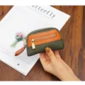 Damen Mini Leder Geldbörse Reißverschluss Münztasche kleine Schlüsseletui für Alltag - Grün