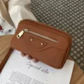 Braune Leder Motorrad Clutch Tasche, Vintage Stil Alltag Geldbörse und Handytasche Variante. - Erdgelb