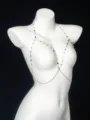 Detailed shot of a stylish multi-color beaded body chain draped elegantly on a mannequin. - Body Chain / Gold