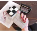 Portefeuille porte-cartes compact avec multiples fentes, design minimaliste chic pour les femmes. - Gris