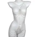 Sexy rhinestone body chain multi-layer crystal waist chest jewelry for women night club party - Body Chain / Silver