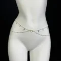 Sexy gold rhinestone heart multi-strand body waist chain for women beach jewelry - Gold