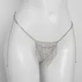 Rhinestone long tassel body chain shimmering crystal waist jewelry for summer beach party sexy. - Shorts Body Chain / Silver