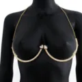 Rhinestone Underbust Body Chain Gold Crystal Chest Chain Beach Party Sexy Jewelry Accessory - Chest Chain / Gold