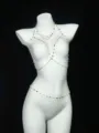 Vintage multi-layer colorful stone body chain chest necklace for women stylish gold metal jewelry - Set / Gold