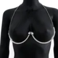 Silver rhinestone body chain crystal bra harness necklace beach party jewelry accessory for women - Chest Chain / Silver