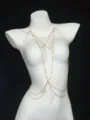 Gold multi-layer body chain sexy chest jewelry elegant clavicle necklace for women - Cross Body Chain / Gold