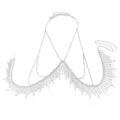 Chaîne de corps à pampilles en strass argentés, chaîne soutien-gorge cristal pour soirée plage. - Chaîne de corps / Argent