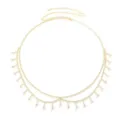 Detailed view of the exquisite gold rhinestone waist chain detail, elegant and sparkly. - Gold