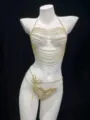 Detailed view of the sparkling rhinestone body chain, highlighting the delicate butterfly waist. - Tools Set Combo / Gold