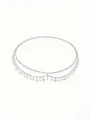Silver multilayer waist chain with rhinestone butterfly and star pendants, bikini jewelry. - Silver
