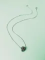 Stylish silver snake chain necklace with a detailed skull pendant. Trendy gothic jewelry. - Black