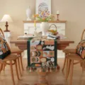 Easter table runner jacquard rabbit carrot eggs polyester decorative textile home dining decor - 35x120 / Carrot Rabbit + Green Tassel (Do Not Machine Wash)