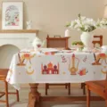 Middle Eastern style printed tablecloth with castle, camel, and star patterns for dining room. - 135x100CM / Orange Middle Eastern Pattern