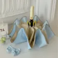 Parapluie pliante compacte avec design bicolore, protection UV et ouverture auto. - Bleu Azur